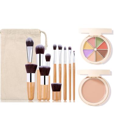 Professional Makeup Cream Contour Palette MKNZOME 8 Colours Concearler Full Coverage & Makeup Brush Set Contour Concearler Palette Contouring Face Make Up Gift for Women Girls #2