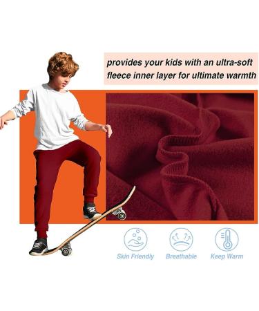JIAHONG Kids Fleece Sweatpants | Soft Brushed Joggers for Boys & Girls 3-12Y | Drawstring Casual Plain Sweatpants - 3-4T Wine Red - Buy Online on GoSupps.com