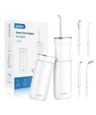 Water Flosser Oral Irrigator Portable Water Flossers for Teeth Cordless Rechargeable Mini Electric Dental Flossers with DIY Mode and 5 Jet Tips IPX7 Waterproof for Travel and Home Mini White