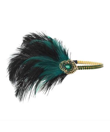 IYOU 1920s Flapper Headband Green Great Gatsby Headpiece Crystal Vintage Festival Hair Accessories for Women