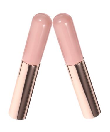 2pcs Lip Brush Makeup Brush Concealer Silicone Lip Applicator Lipstick Applicator Lip Makeup Lip Scrub Brush Lip Stick Brush Lip Wands Lipstick Brush Round Head Pink Lip Balm Wood