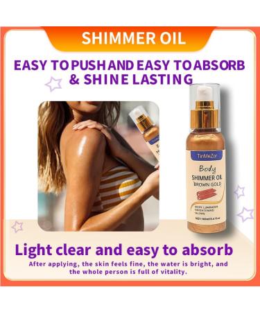 Golden Brown Shimmer Body Oil - Long Lasting Body Highlighter & Glow Makeup for Women | 3.4 Fl Oz - Buy Online on GoSupps.com