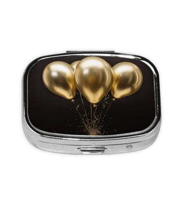 Golden Balloon Printed Square Pill Box Portable Travelling Pill Box Medicine Organiser