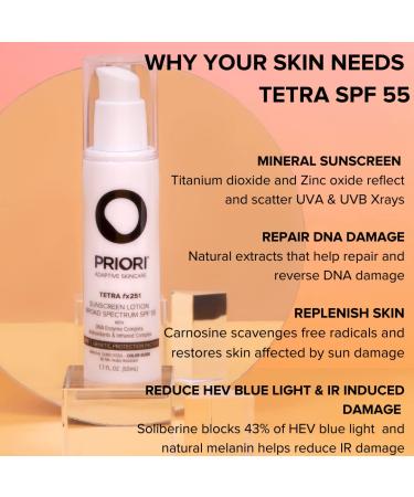 Priori Skincare TETRA SPF 55 Lotion 1.7 fl oz - Broad Spectrum Sun Protection - Buy Online on GoSupps.com