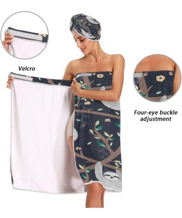 Shop Women's Spa Towel Wrap Set of 3 - Cute Sloths Bathrobe with Adjustable Closure | Premium Shower & Bath Body Wrap - Buy Online on GoSupps.com