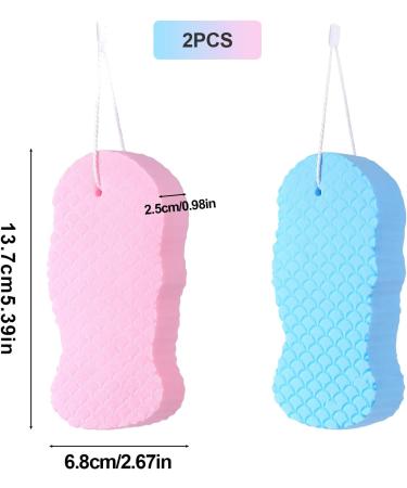Savita 2 Pcs Exfoliating Bath Sponges - PVA Dead Skin Shower Sponge for Adults & Children - Reusable Body Sponge - Blue & Pink - Buy Online on GoSupps.com