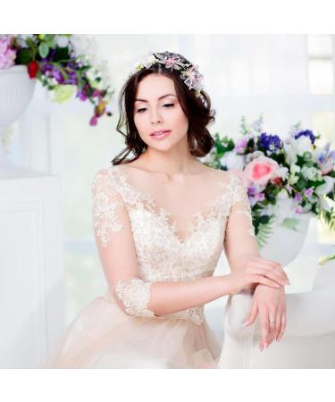 Elsjoy 3 Pack Flower Crowns - Adjustable Bridal Floral Headbands for Wedding, Party, Festival - Wedding Hair Accessories - Buy Online on GoSupps.com