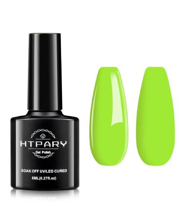 HTPARY Gel Nail Polish Neon Green Color Long Lasting Gel Polish Soak Off Cure under UV LED Lamp Nail Art Manicure Salon DIY at Home Gifts for Girls Women