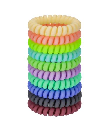 Jesslab Spiral Hair tie 10 pc traceless telephone cable hair tie plastic coil hair tube ponytail holder no-damage hair accessories for girls women women color sorted (#15) - Buy Online on GoSupps.com