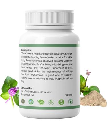 Punarnavas Capsules - Natural Diuretic and Urinary Tract and Kidney Health Support - 60 Capsules - Buy Online on GoSupps.com