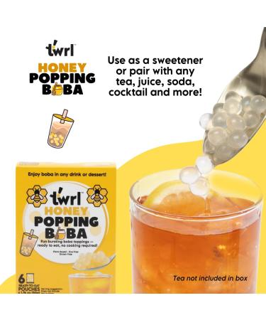 Twrl Honey Popping Pearls for Bubble Tea | Cafe-Style Bursting Juice-Filled Toppings | Plant-Based Gluten-Free 6 Servings - Buy Online on GoSupps.com