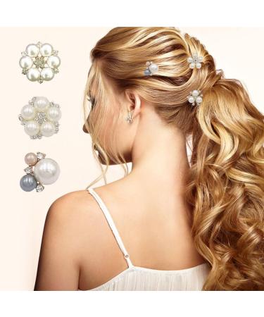 CLSSLVVBN 2 Pieces Hairpin Elegant Headdress Shiny Rhinestones Delicate Pearl Flower Buckle Hair Accessories for Wedding Flower Center 1 - Buy Online on GoSupps.com