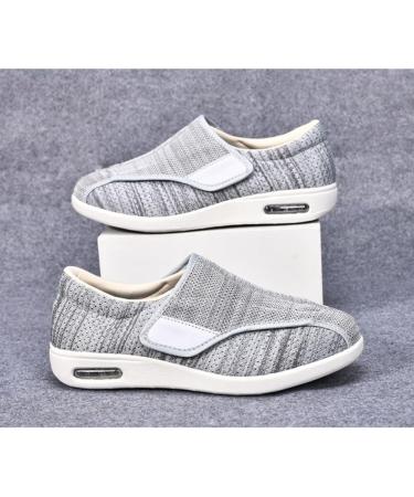 Buy Women's Adjustable Diabetic Shoes | Slip-On Wide Width Orthopedic Slippers with Memory Foam Insoles - Light Gray Size 12 - Perfect for Seniors & Swollen Feet - Buy Online on GoSupps.com