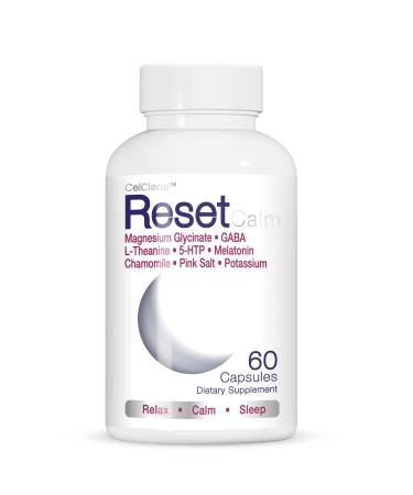 ResetCalm Night Electrolyte Formula Magnesium Glycinate 5-HTP GABA L-Theanine Chamomile and Melatonin