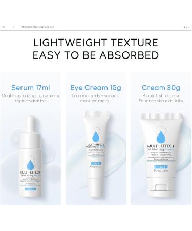 Mini Hydrated Skin Care Kit 3 in 1 Hydrating Routine Set Skin Care Gift Set with Serum Eye Cream Moisturizer for Dry Combination Skin - Buy Online on GoSupps.com
