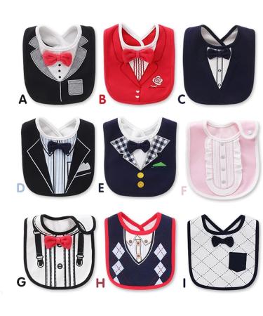 FEIFEI'S BOW 2PCS Baby Kids Bibs | Cotton Gentleman Bow Feeding Bandana Apron Set - Buy Online on GoSupps.com
