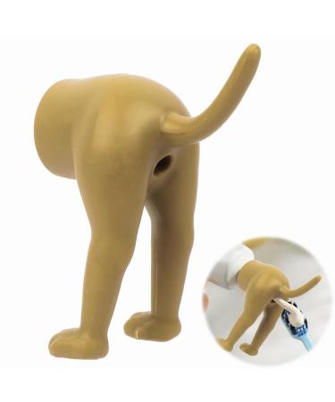Pooping Dog Butt Toothpaste Topper Dog Poop Toothpaste Dispenser Funny Pooping Toothpaste Cap Creative Gift for Kids Adults Friends (Brown)