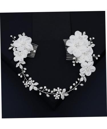 MAGICLULU Chiffon Comb Veil Hair Combs The Flowers European and American Handmade Hair Combs Bridal Headdress Bridal Comb Tiara Accessories Wedding Bride - Buy Online on GoSupps.com