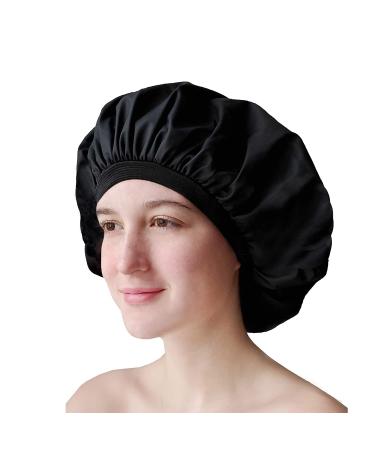 Reusable Oil Proof Nightcap Hair Care Protector Cover Bonnet for Sleeping and Shower Cap  Leakproof  Waterproof Outer Layer  Extra Large to Accomodate for Long Hair with Comfort Elastic Band