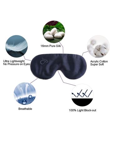 alittlecloud Silk Sleep Mask - Ergonomic Navy Blue Eye Mask for Travel/Naps/Yoga - Adjustable Strap for Women/Men - Buy Online on GoSupps.com