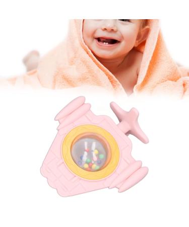 Flexible Silicone Teether - Safe Pink Airplane Shaped Teething Toy with Colorful Beads for Home & Travel - Buy Online on GoSupps.com