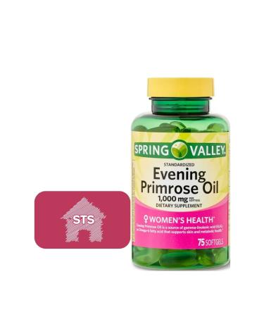 Spring Valley Evening Primrose Oil 1000mg 75 Count + STS Sticker.