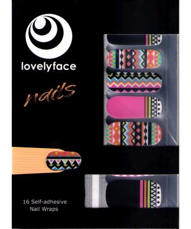 Lovelyface Nails - "Teepee" Patterned Exclusive Nail Wraps - 16 Thin Self-Adhesive Long-Lasting Nail Foils - Non-Toxic Tipi