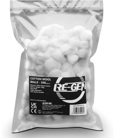 1000pc Pack RE-GEN 100% Natural Cotton Wool Balls Healthcare Dressing Cleaning Cotton Wool Pads Small | Ideal for First Aid Health & Beauty Personal Care Cosmetics - Buy Online on GoSupps.com