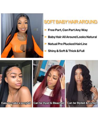 30 Inch 13x4 HD Straight Lace Front Human Hair Wig | Pre Plucked 9A Lace Frontal Wig 150% Density | Glueless Natural Hairline - Pack of 1 - Buy Online on GoSupps.com