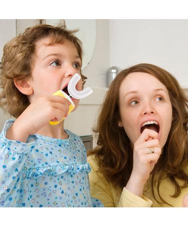 Kids Electric Toothbrush U-Shaped Ultrasonic Automatic with 2 Brush Heads | Six Cleaning Modes | IPX7 Waterproof | Cartoon Design | Ages 2-7 Yellow - Buy Online on GoSupps.com