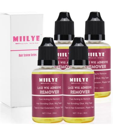 Tape in Extension Remover 4 Fl Oz / 4 Bottles Tape in Remover Fast Acting to Remove Hair Extensions Tape Wig Glue Adhesive Residue/Skin Safe Wig Glue Remover Hair Extension Remover 4 Fl Oz Orange