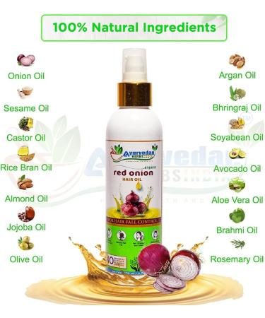 Organic Onion Hair Oil with Castor, Argan, Jojoba, Bhringraj, and Olive Oils for Hair Growth & Anti Hair Loss - Natural Hair Care Solution - Buy Online on GoSupps.com