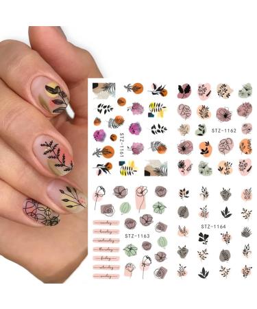 Floral and Butterfly Nail Art Stickers - Watercolor Decals for Women's DIY Manicure - 12PCS - Buy Online on GoSupps.com