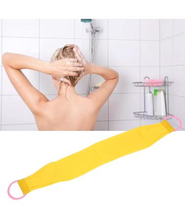 Double Sided Exfoliating Back Scrubber with Coarse Sand | Handle for Body Washing Shower - Yellow - Buy Online on GoSupps.com