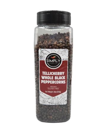 Simply Ingredient Tellicherry Whole Black Peppercorns 18oz (510g) Black Pepper Grinder Refill Non- GMO