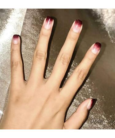 Coffin False Nails Short Fake Nails Press on Nails Gradient Ballerina Acrylic Full Cover Stick on Nails 24Pcs for Women and Girls 1 count (Pack of 1) Red Pink Gradient - Buy Online on GoSupps.com