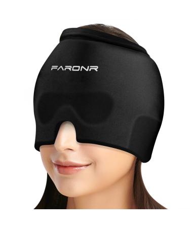 Migraine Relief Cap with SILVADUR  Technology - Upgraded 3D Contour Design for Enhanced Comfort  Ideal for Tension Sinus Headache  Fever  Stress Relief  Puffy Eye  Dark Circle  Sports Cold Compress Black