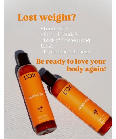 L'Oil Body lotion Miami Vibe. Super Anti-Aging Hydrating Anti-wrinkle Antioxidant Anti-stretch marks. From head-to-toe. 24 Hour Moisture. 8 fl oz - Buy Online on GoSupps.com