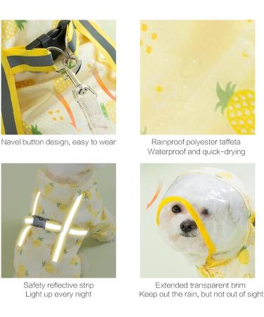 Mitili Cute Puppy Dog Raincoat Four-Legged Waterproof Small Medium Dogs Pet Poncho Clothes Yellow S(Back Length 10-12) - Buy Online on GoSupps.com