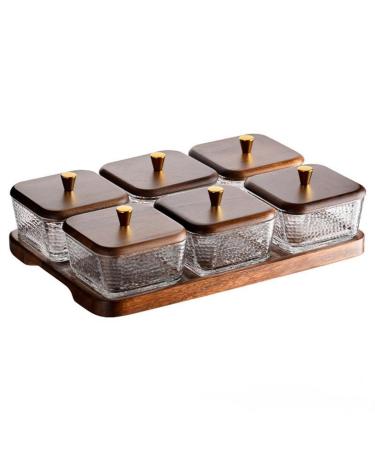 7Pcs Wooden Snack Trays, Luxury Retro Chinese Dessert Plates, Reusable Durable Snack Tray Organizer for Candy Vegetable Cookies Nuts Dessert Fruit