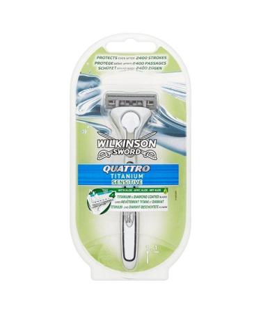 Wilkinson Sword Quattro Titanium Sensitive Razor with 1 blade 1 piece