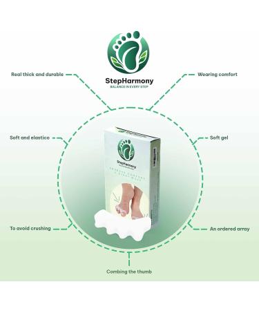 StepHarmony Toe Spacers for Bunion Relief & Toe Realignment - One Size Fits All - White - Buy Online on GoSupps.com