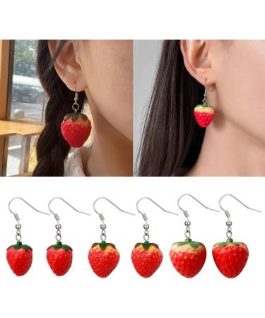 Delicate Resin Strawberry Earrings Simulation Fruit Earwears for Any Occasion - Buy Online on GoSupps.com