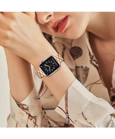 OMIU Thin Band Compatible with Apple Watch - Premium Stainless Steel Metal Replacement Wristband for iWatch 38mm/40mm/41mm - Rose Gold - Adjustable Strap for Women and Men - Buy Online on GoSupps.com