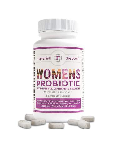 Replenish the Good Probiotics for Women - Supports Digestive & Vaginal Health with D3 Prebiotics & Cranberry - Defends Against UTI & Yeast - 15x More Effective Than Regular Capsules (60 Count)