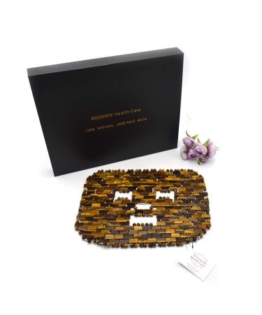 Jade Ice Sleeping Mask Jade Mask for Relieving Face & Eye Puffiness Migraine Anti Wrinkle Mask Therapy Yoga Meditation Tools (Tiger's eye Jade)
