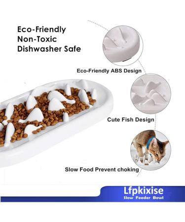 Upgraded Slow Feeder Cat Bowl | Interactive Bloat Stopper | Durable & Prevents Obesity | White Fish Bone Design - Buy Online on GoSupps.com