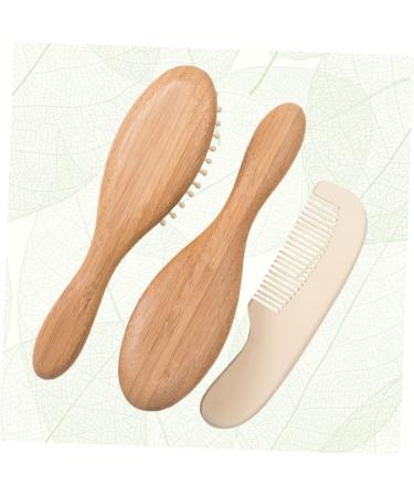 Hemoton 3pcs Kids Bath Set: Baby Hair Brush, Newborn Hair Comb, Wooden Wool Brush - Buy Online on GoSupps.com