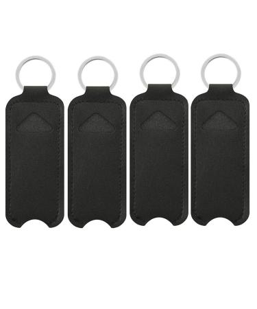 4Pcs PU Leather Lipstick Lip Balm Case Holder Keychain Storage Bag for Women - Black - Buy Online on GoSupps.com