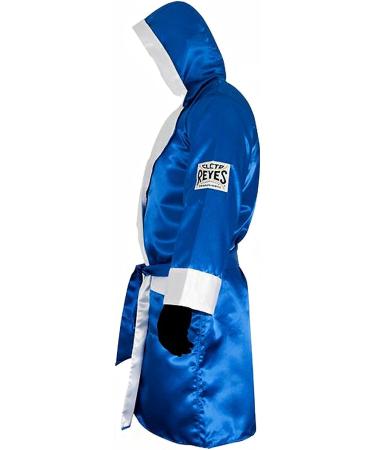 Cleto Reyes Satin Boxing Robe Hood - X-Large - Blue/White - Buy Online on GoSupps.com